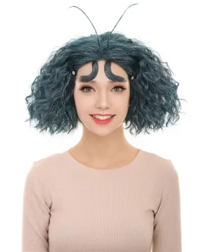 HPO Adult Women's Animated Movie Character Emotion Blue Short Wig | Flame-retardant Synthetic Fiber