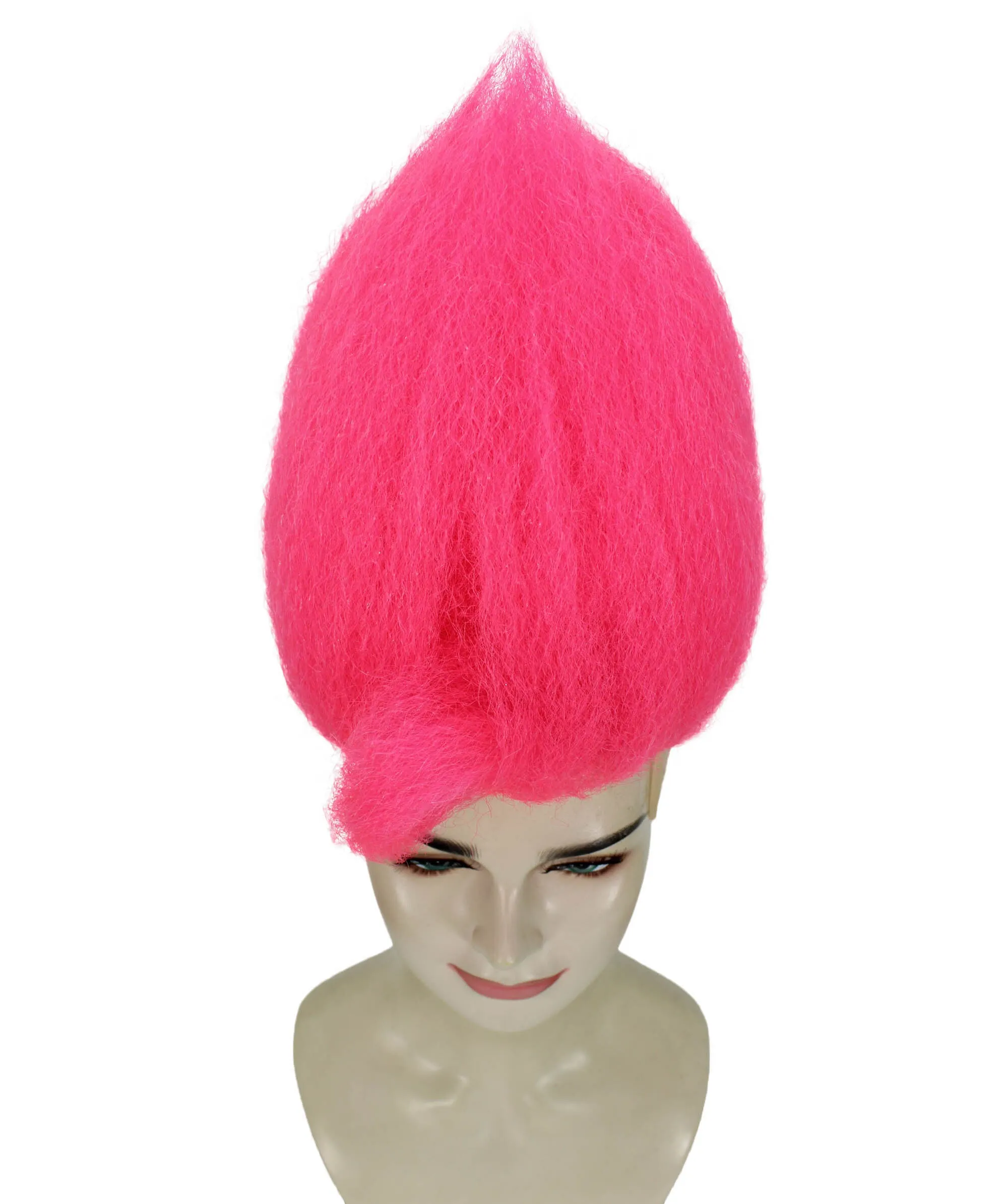 HPO Adult Women's Hot Pink Drag Queen Short Wig, Cosplay and Halloween Wig , Flame-retardant Synthetic Fiber