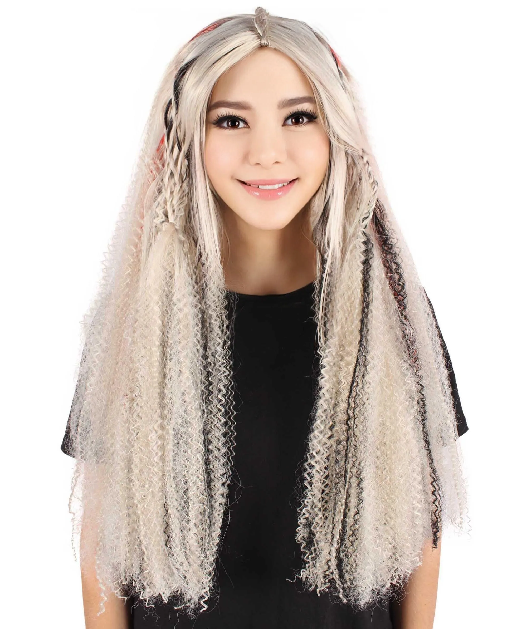 HPO Adult Women's Long Puffed Gray Wig I Cosplay Wig I Flame-retardant Synthetic Fiber