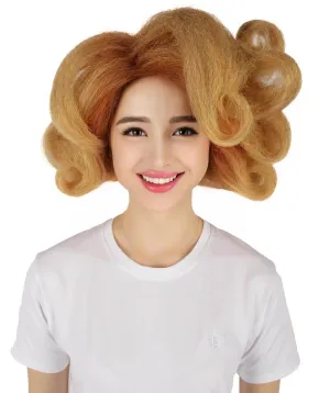 HPO Adult Women's Orange Fluffy Curl Wig, Perfect for Cosplay, Flame-retardant Synthetic Fiber