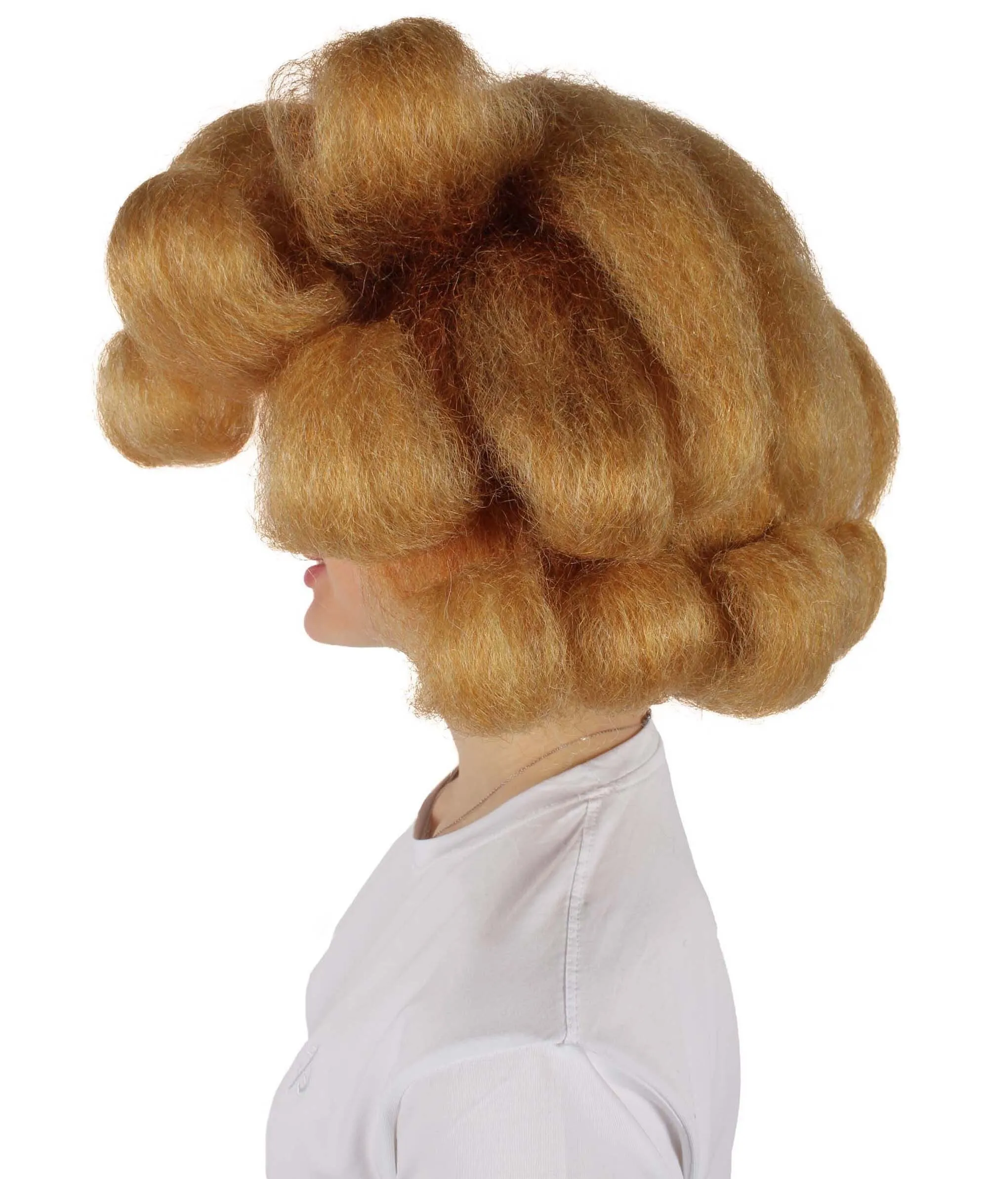 HPO Adult Women's Orange Fluffy Curl Wig, Perfect for Cosplay, Flame-retardant Synthetic Fiber