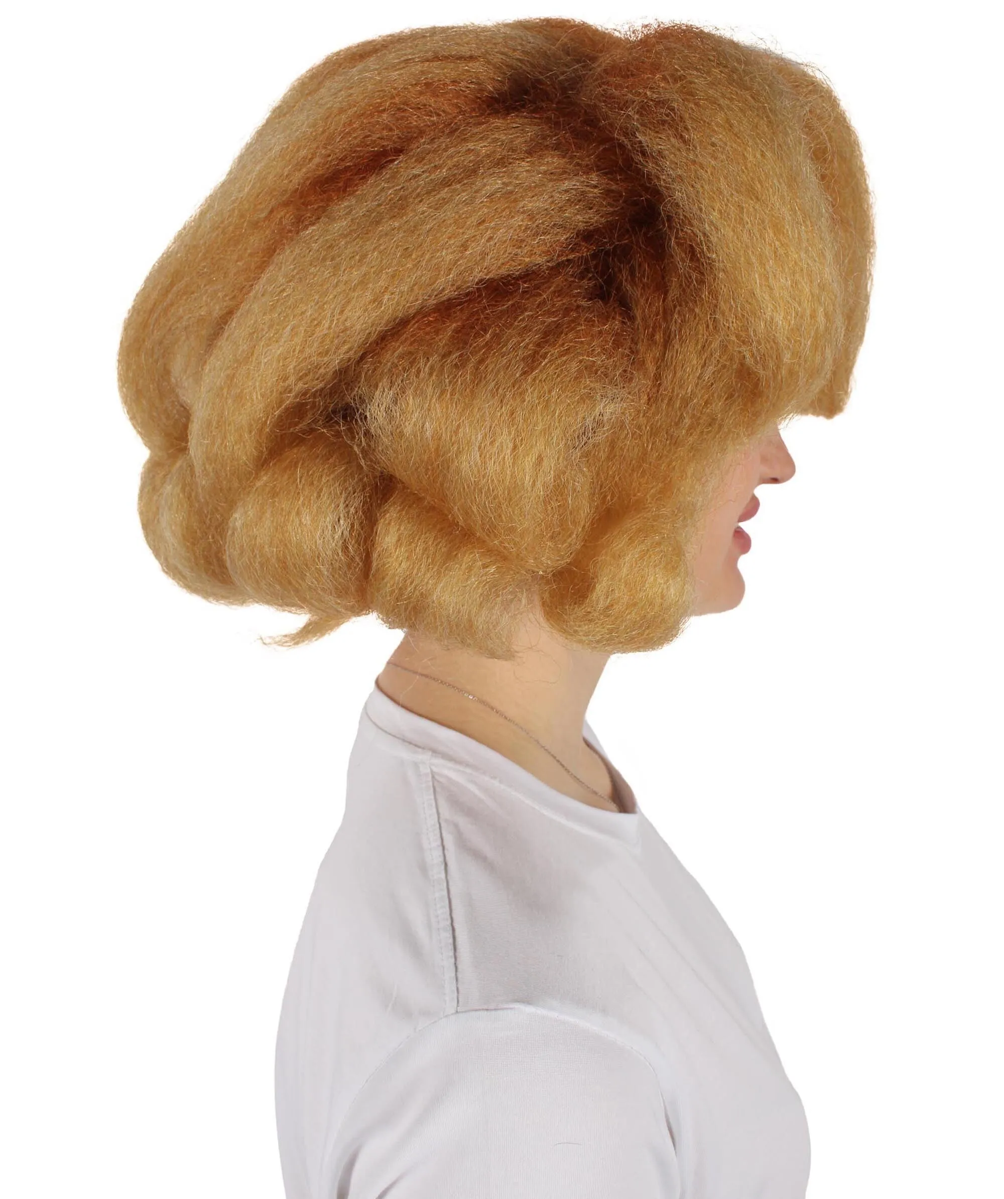 HPO Adult Women's Orange Fluffy Curl Wig, Perfect for Cosplay, Flame-retardant Synthetic Fiber