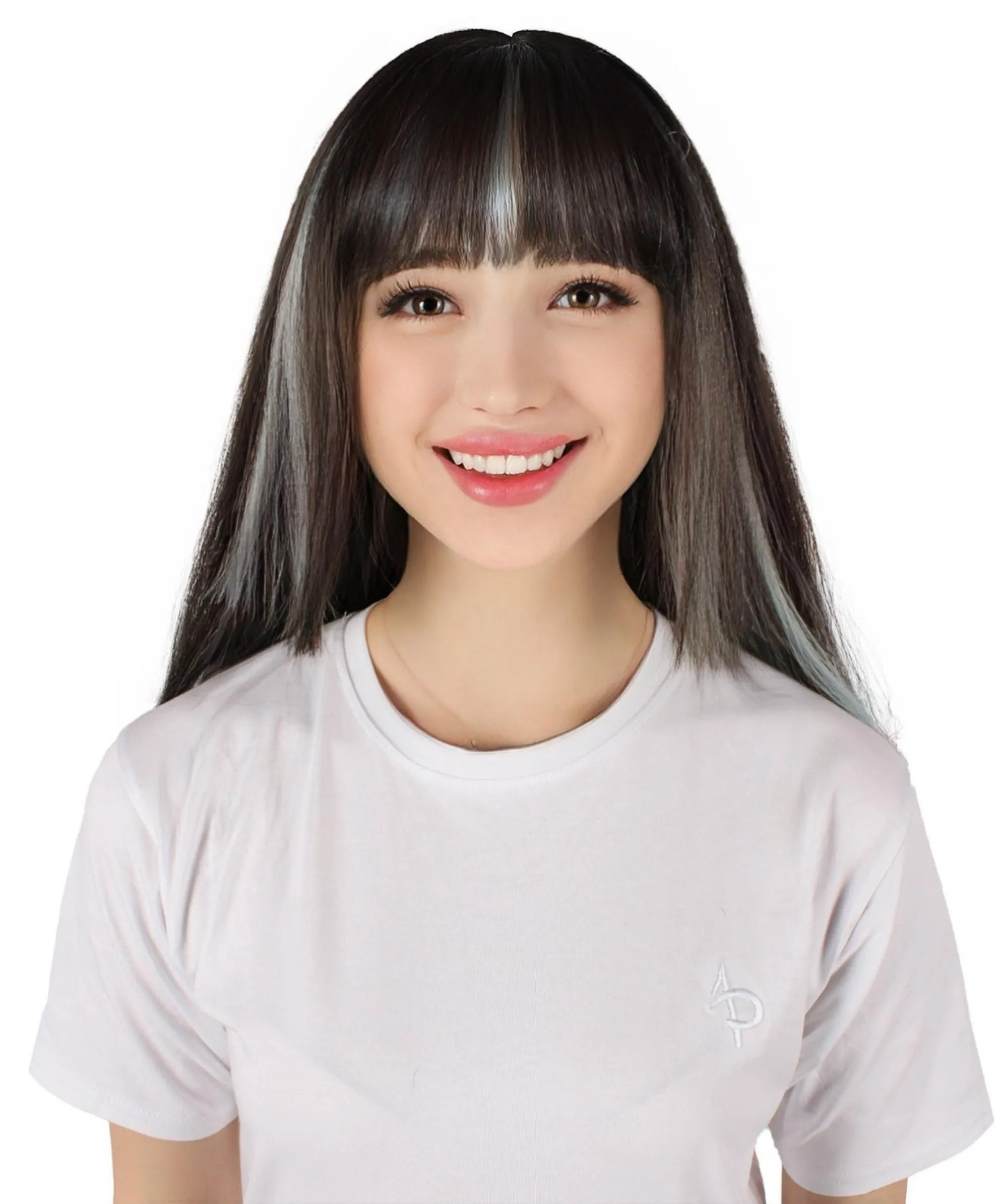 HPO Adult Women's Straight Black & Mint Short Wig I Cosplay Wig I Flame-retardant Synthetic Fiber