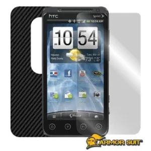 HTC EVO 3D ( Sprint ) Screen Protector   Black Carbon Fiber Skin Protector