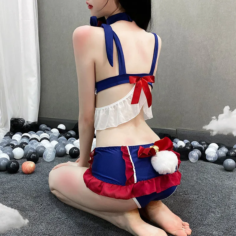 Huahua's Large Size Sexy Lingerie Bow Cute Soft Girl Student Sexy Pajamas Uniform Suit Passionate Female Show