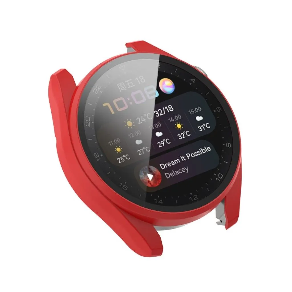 Huawei Watch 3 Pro TPU cover   tempered glass - Red