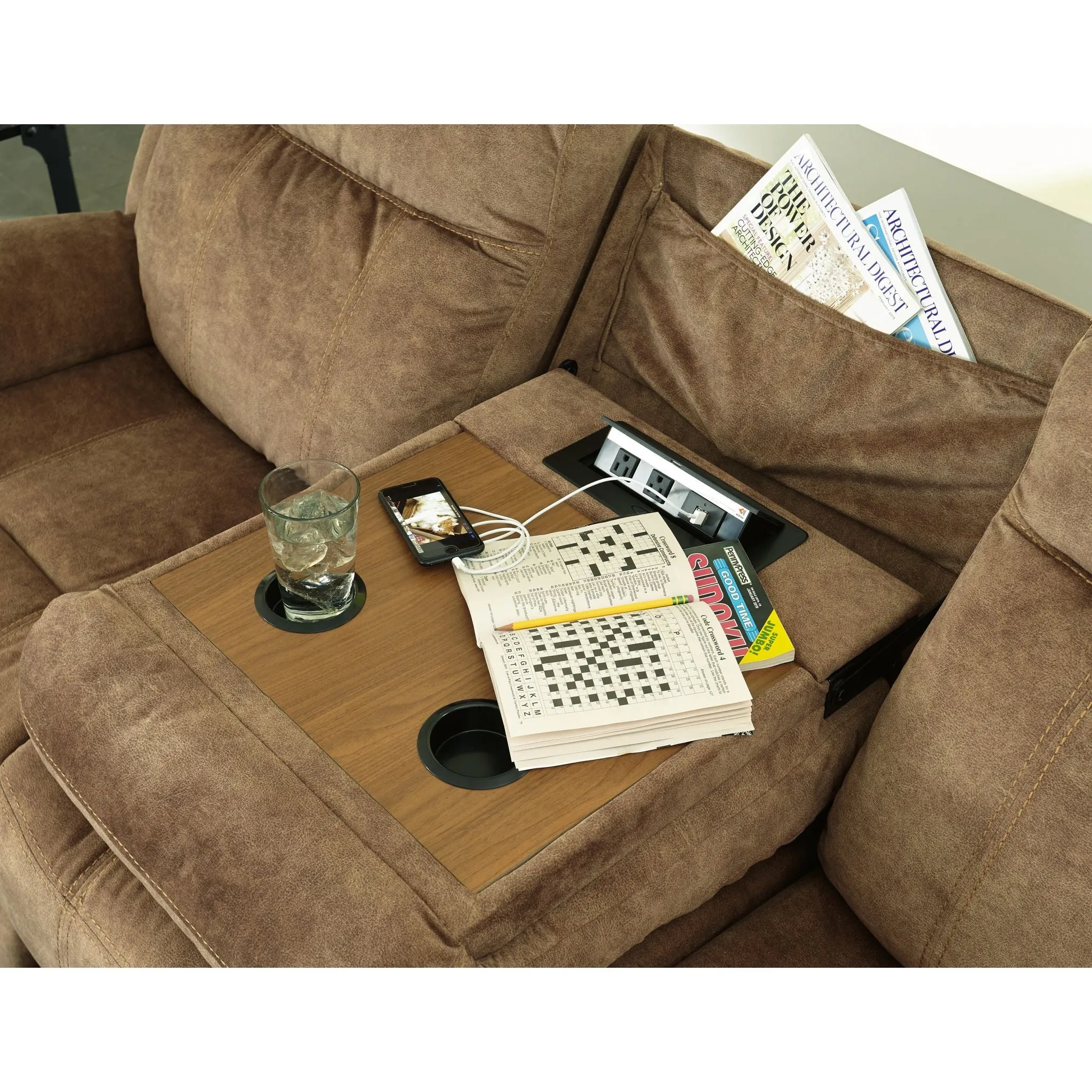 Huddle-Up Reclining Sofa with Drop Down Table