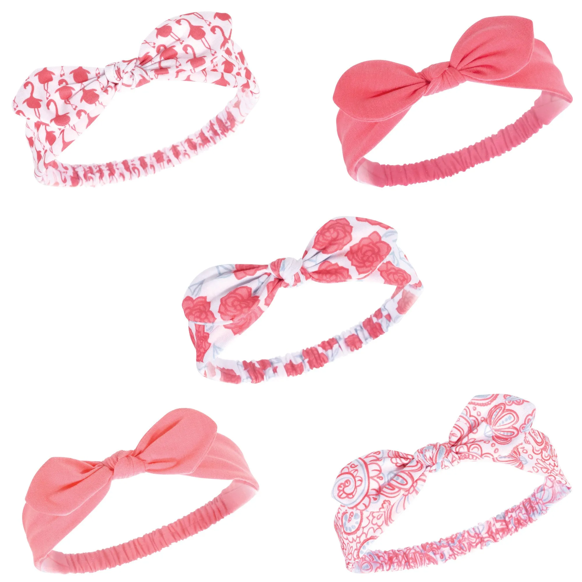 Hudson Baby Cotton and Synthetic Headbands, Flamingo