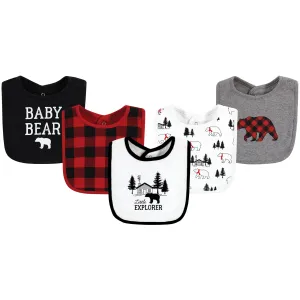 Hudson Baby Cotton Bibs, Buffalo Plaid Bear