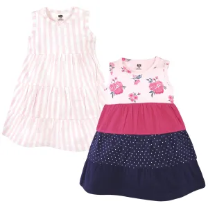 Hudson Baby Cotton Dresses, Pink Navy Floral