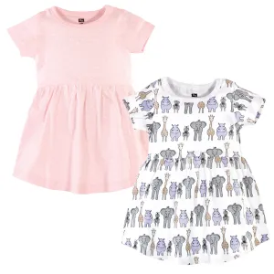 Hudson Baby Cotton Dresses, Pink Safari