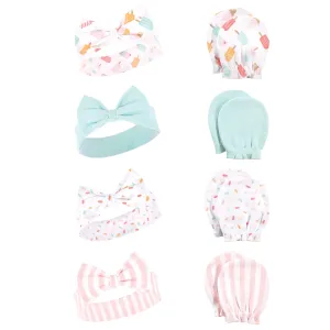 Hudson Baby Cotton Headband and Scratch Mitten Set, Ice Cream