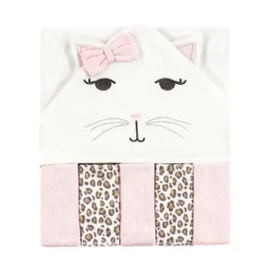 Hudson Baby Hooded Towel and Five Washcloths, Kitty