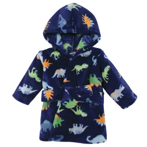 Hudson Baby Plush Animal Face Bathrobe, Navy Dinosaur