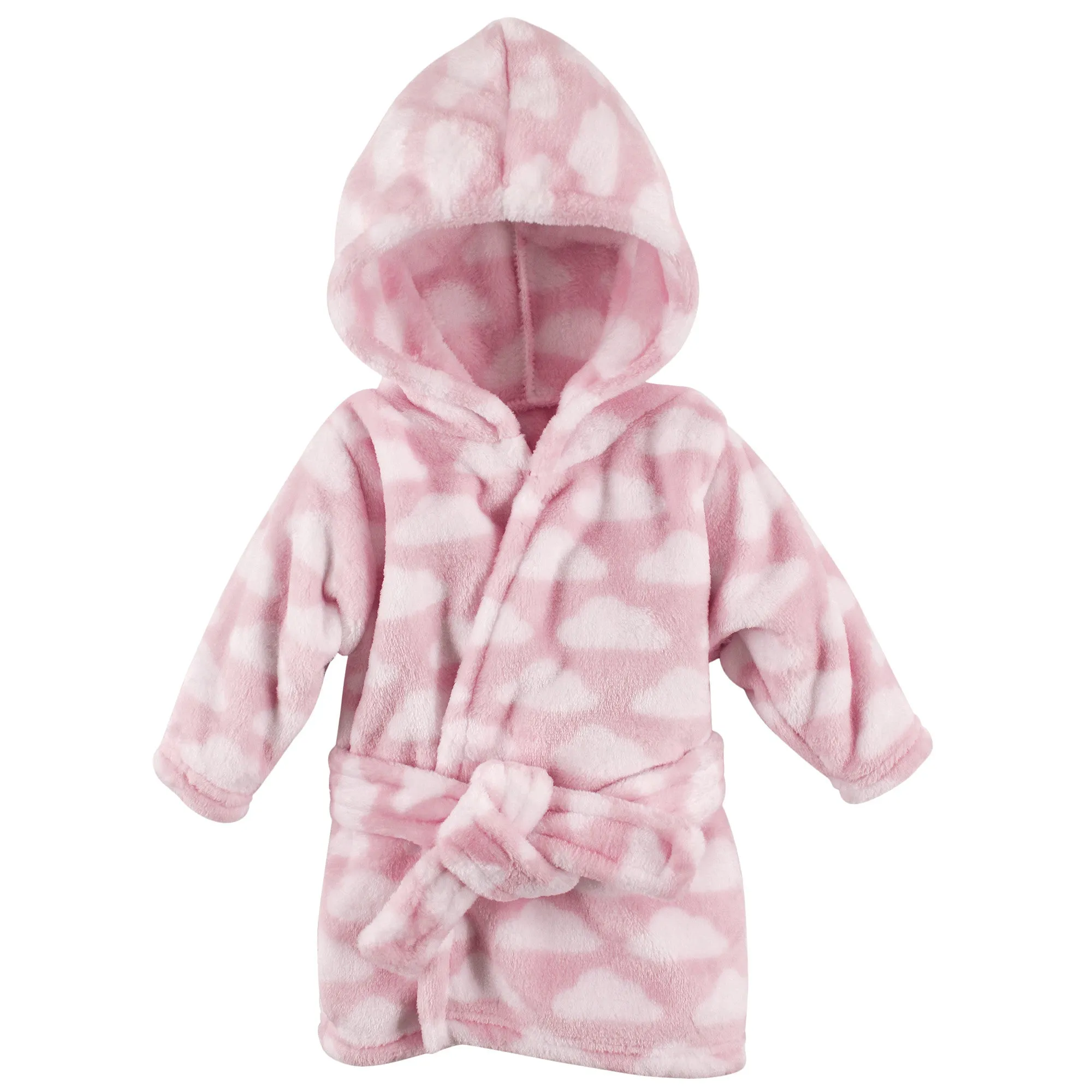 Hudson Baby Plush Animal Face Bathrobe, Pink Clouds