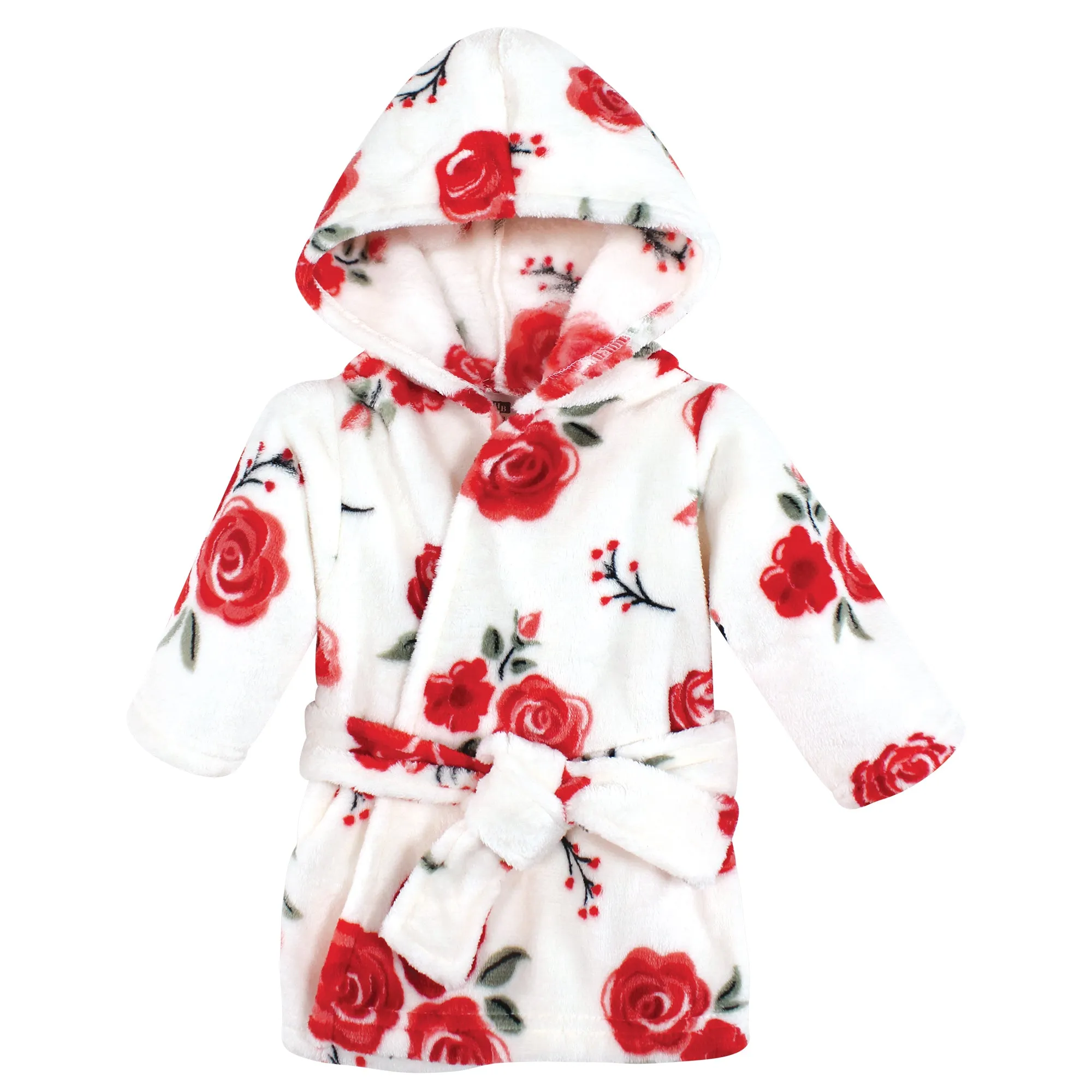 Hudson Baby Plush Animal Face Bathrobe, Red Rose