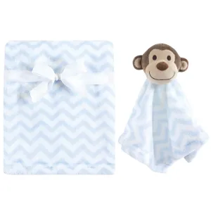 Hudson Baby Plush Blanket with Security Blanket, Blue