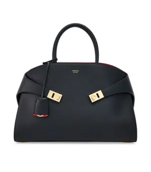 Hug Handbag (M) Calfskin Black/Flame Red