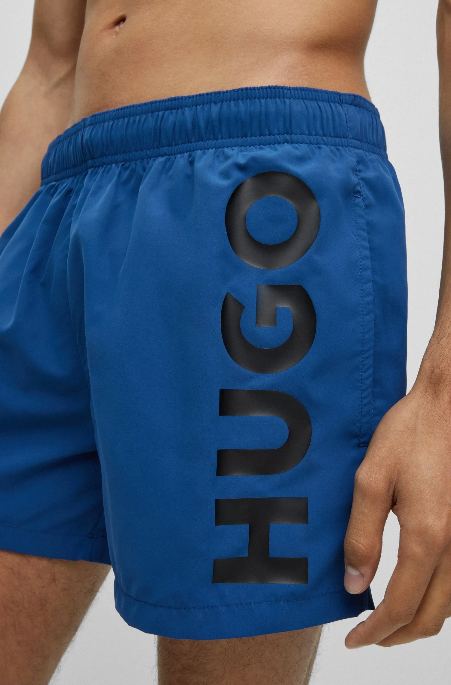 Hugo Swim Shorts With Logo Print, blue