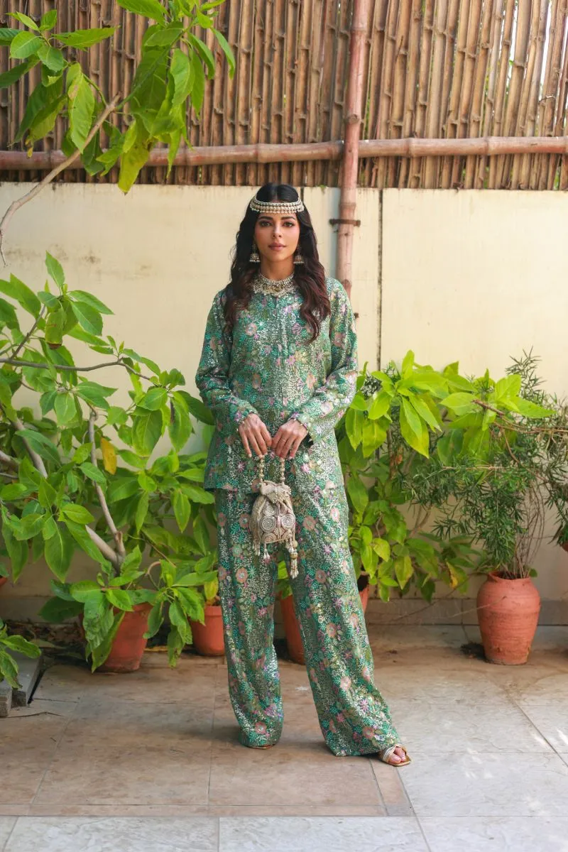 Huma Adnan - Inayat - Sea Green - Chiffon - 2 Piece