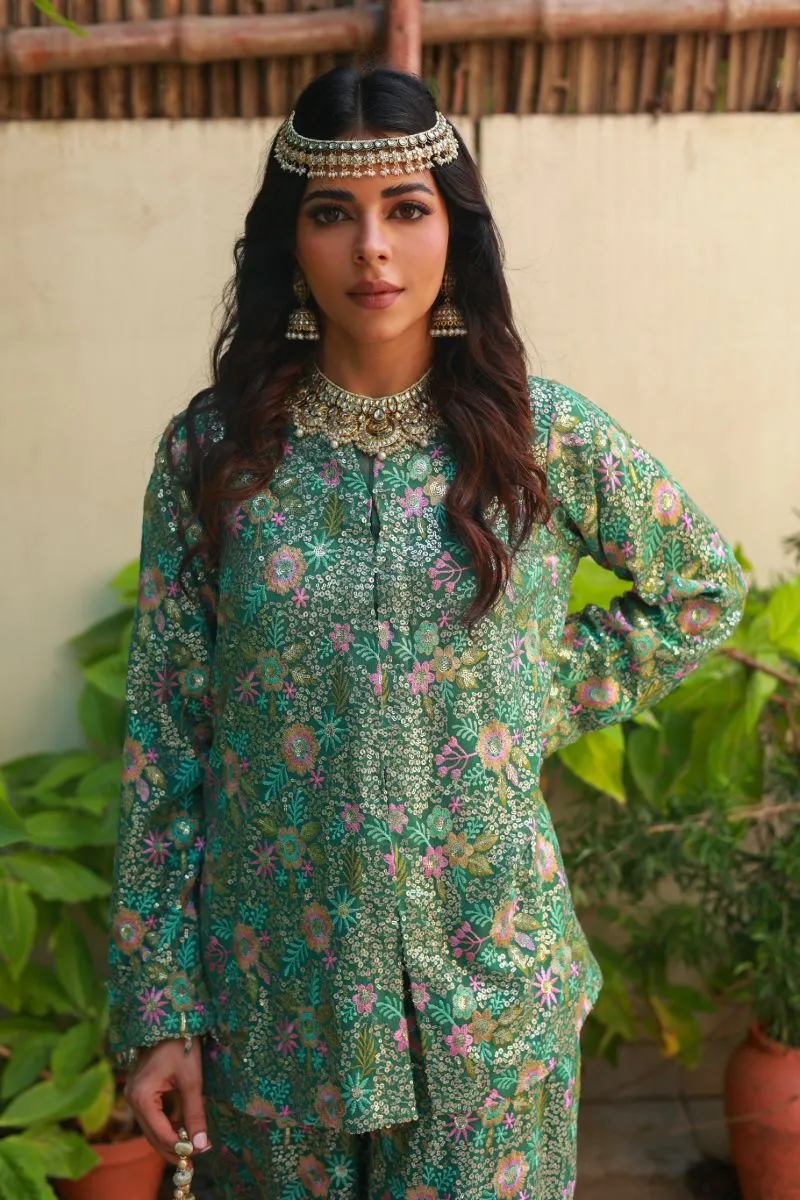 Huma Adnan - Inayat - Sea Green - Chiffon - 2 Piece