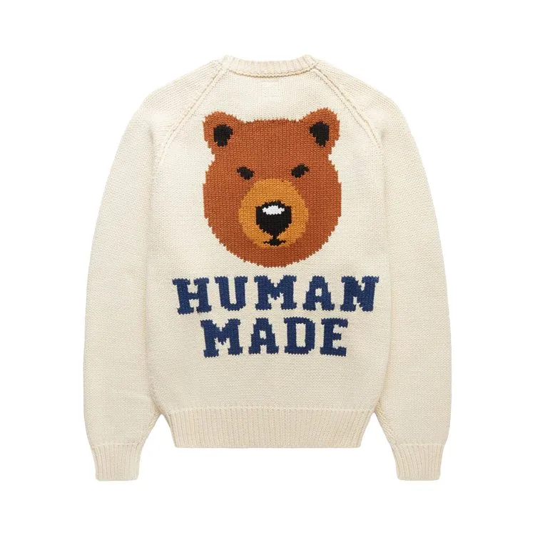 Human Made Bear Raglan Knit 'White' Sweater, white