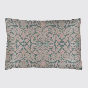 Hummingbird Damask in Pink and Sage Green Silk Pillowcase