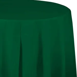 Hunter Green Round Plastic Table Cover 82" | 1 ct