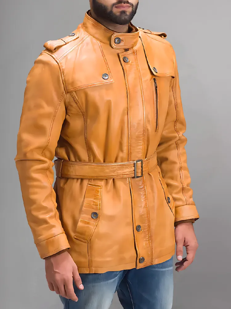 Hunter Tan Brown Leather Coat