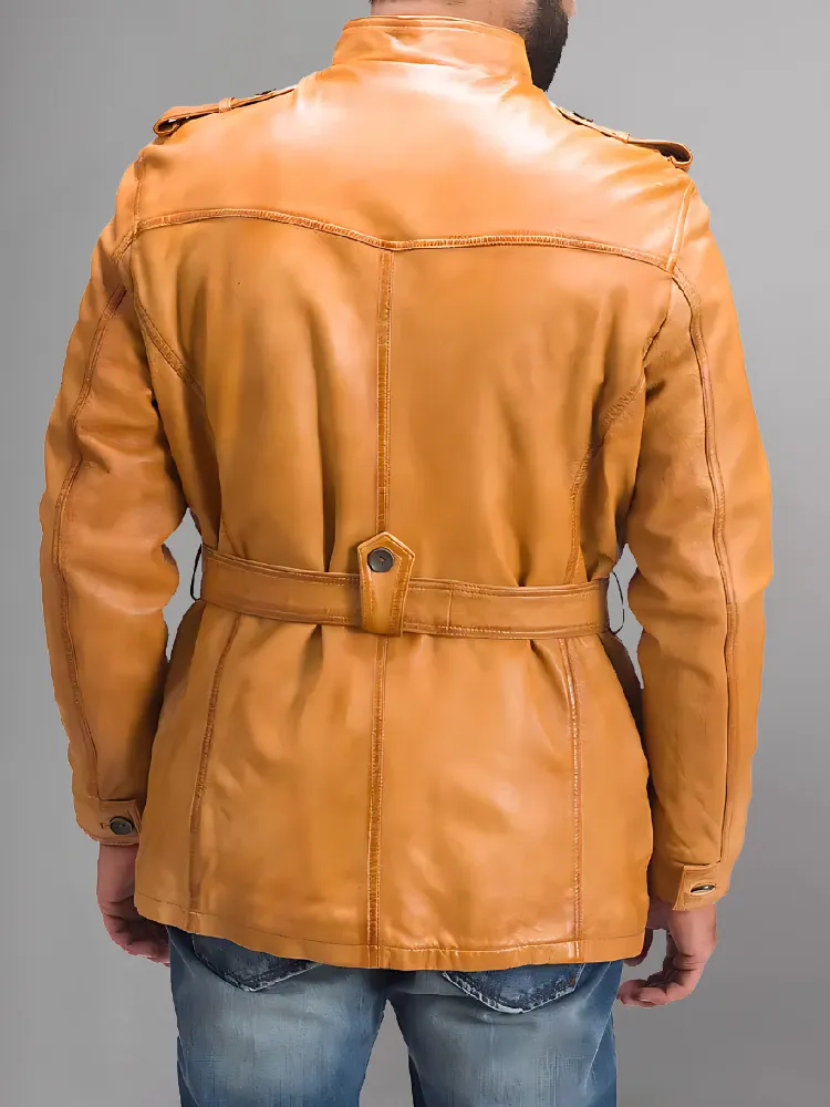 Hunter Tan Brown Leather Coat