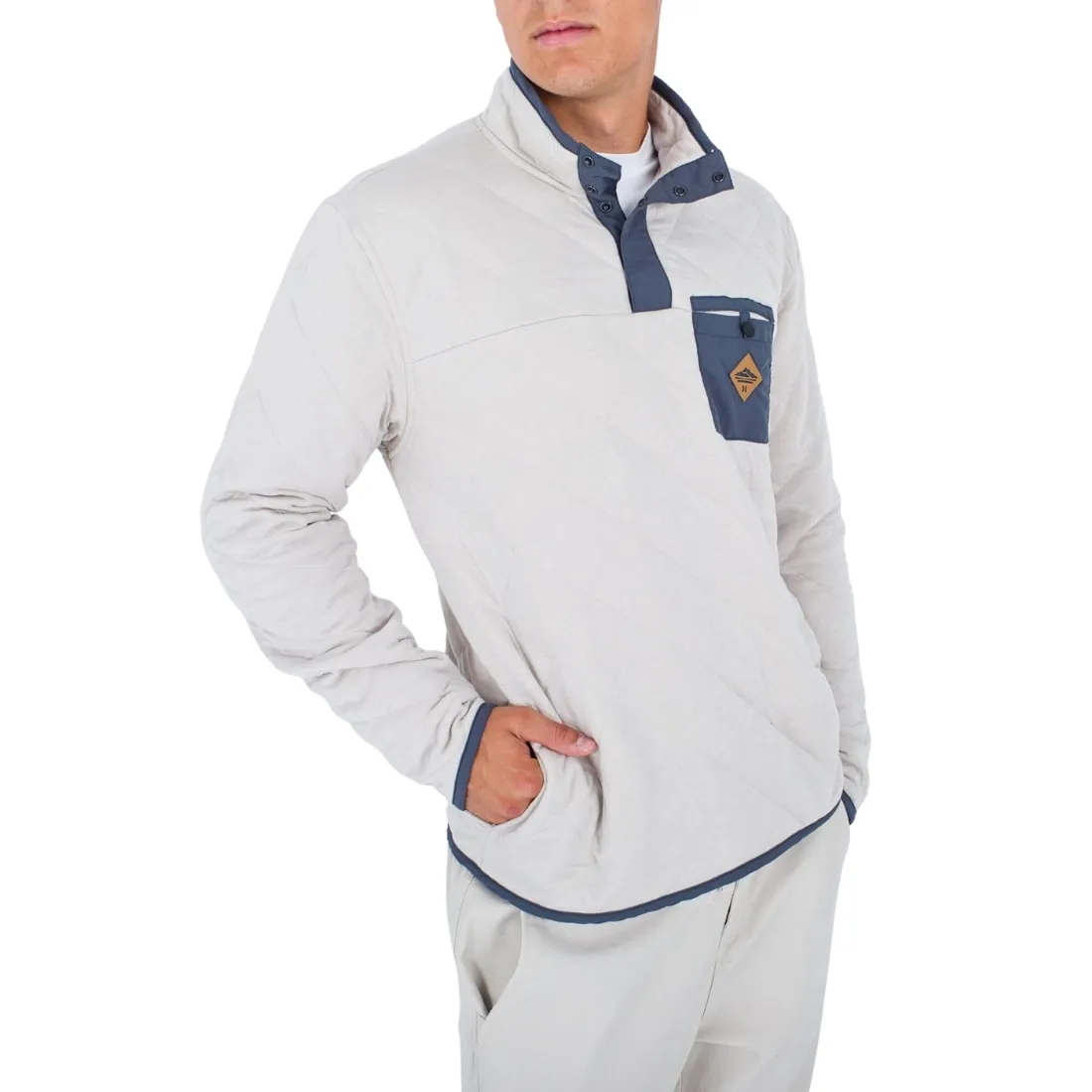 Hurley Middleton Quilted 1/4 Zip Snap Fleece - Bone