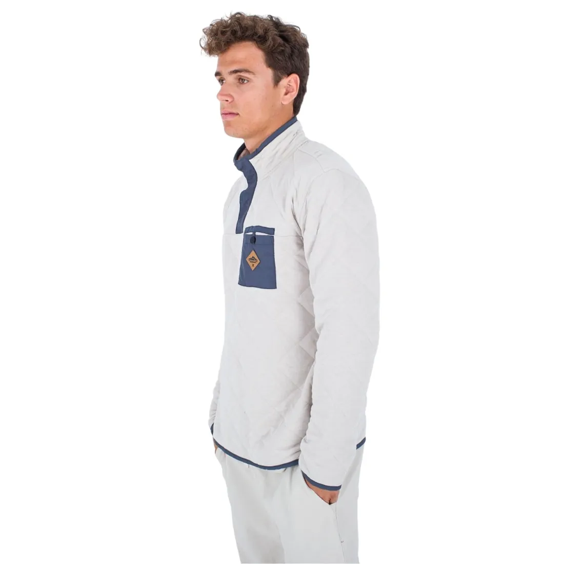 Hurley Middleton Quilted 1/4 Zip Snap Fleece - Bone