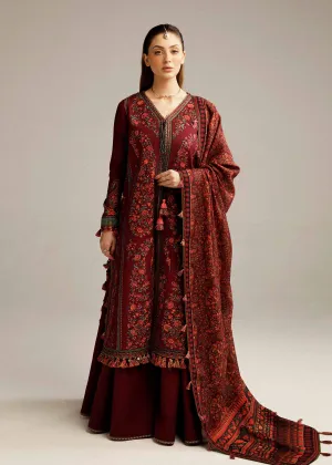 Hussain Rehar Winter Collection with Shawl –  Ruby