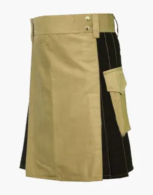 HYBRID KILT IN TWO TONES-BLACK AND KHAKI