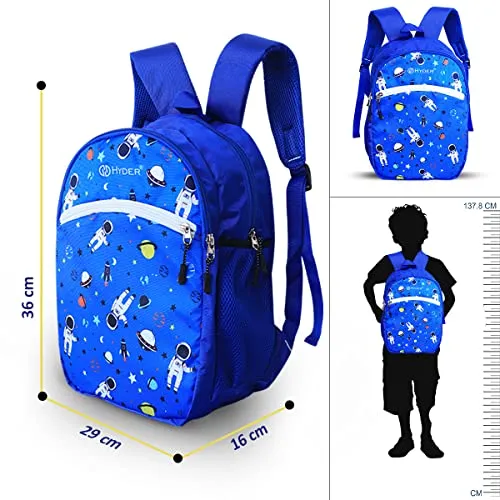 HYDER Kids 20L Small Astronaut Pattern Cartoon Waterproof Lightweight Casual/Picnic/Tuition/School Bag/Backpack for Children Boys And Girls (Royal Blue)