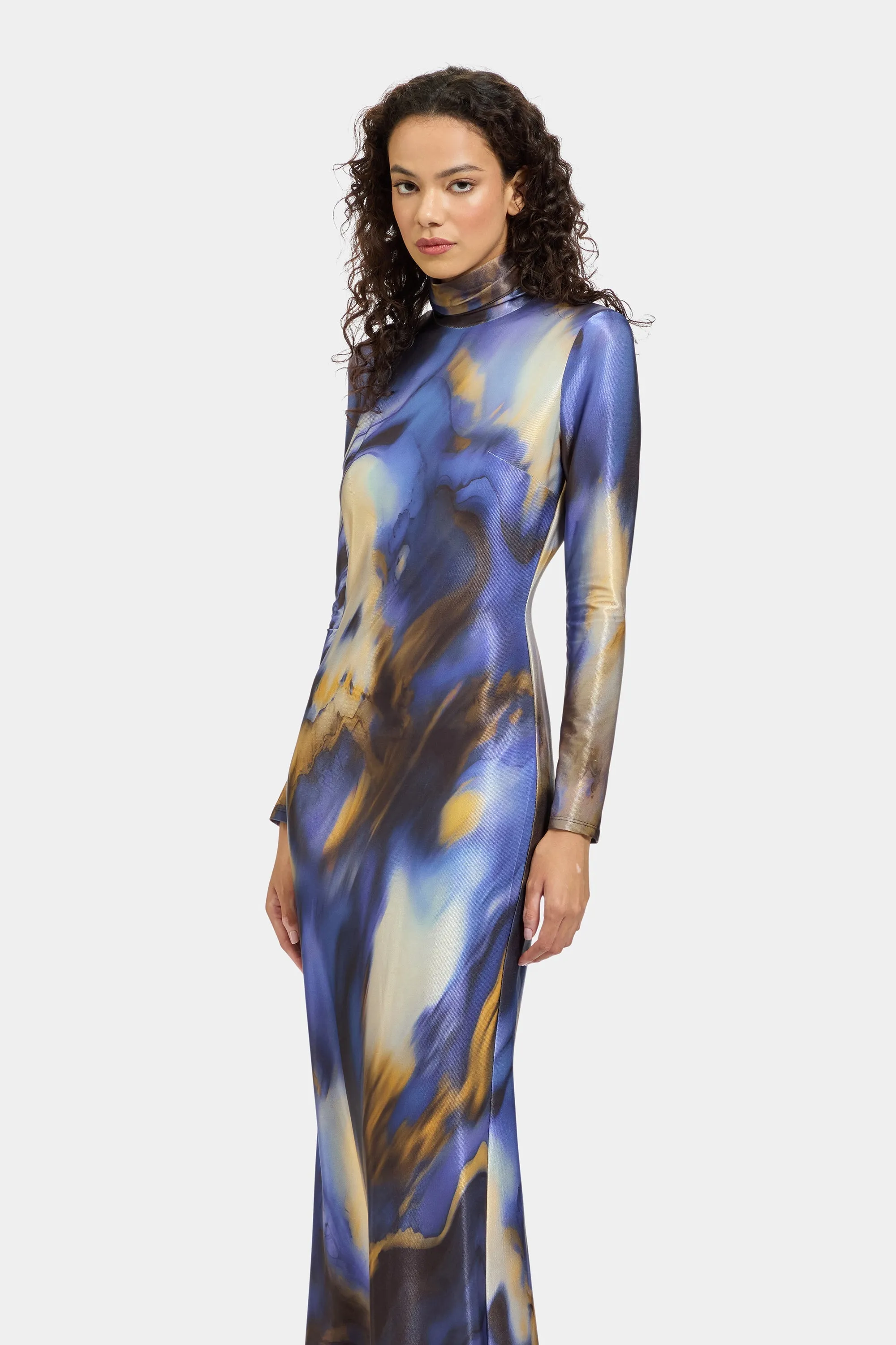 Hydra Dress Gold & Blue