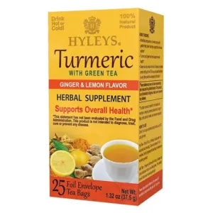 Hyleys Turmeric Green Tea & Ginger 25 Tea Bags 1.32Oz