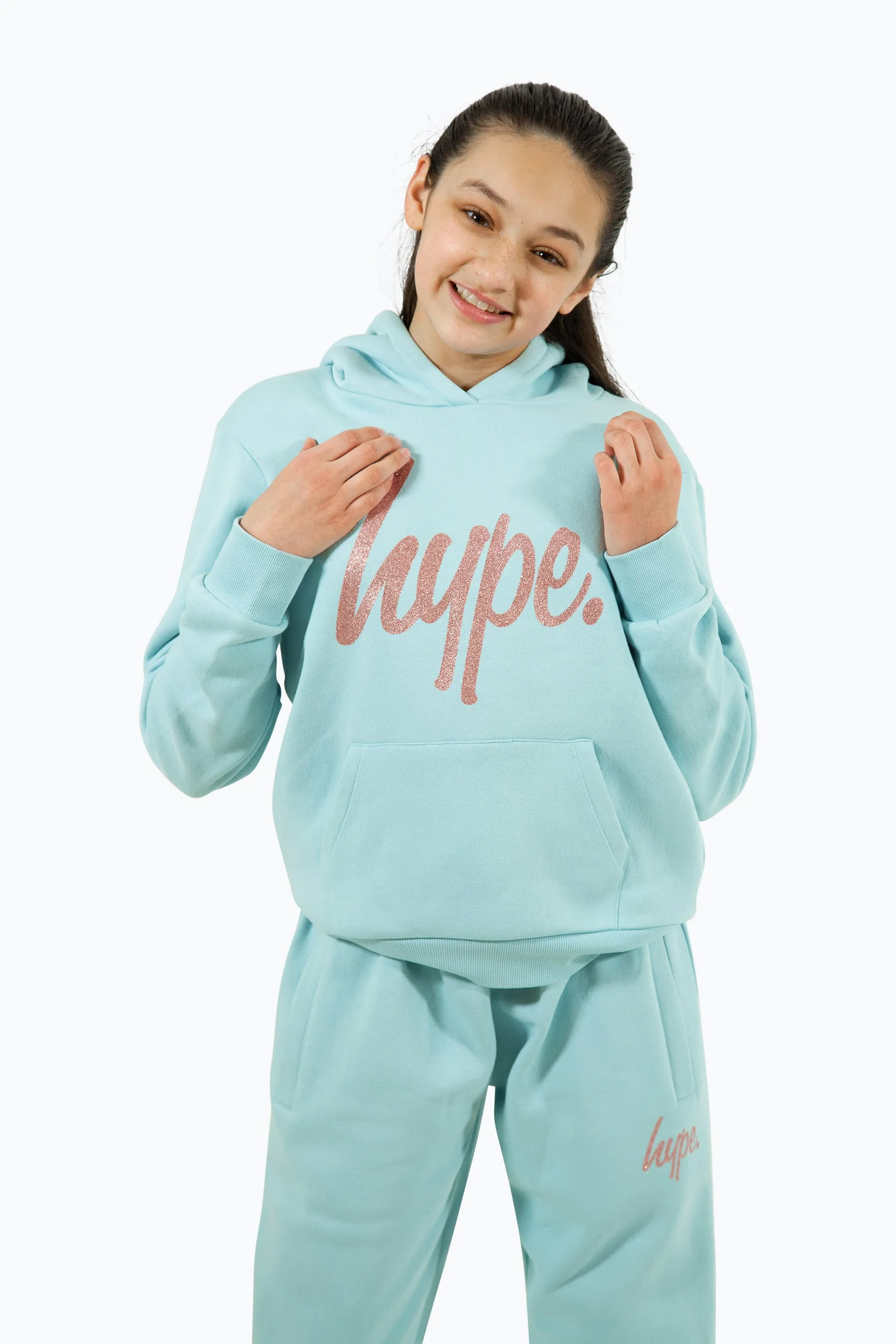 Hype Girls Light Blue Script Hoodie