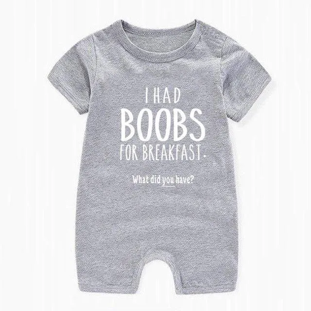 I Had Boobs for Breakfast Print 100% Cotton Onesies