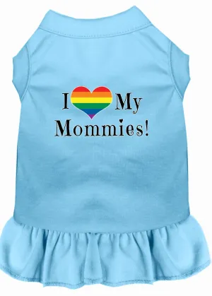 I Heart My Mommies Screen Print Dog Dress Baby Blue Xl