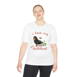 I love my Dachshund Dog POD Unisex Moisture Wicking Tee