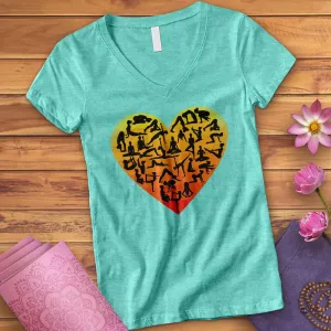 I Love Yoga Heart V-Neck