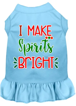 I Make Spirits Bright Screen Print Dog Dress Baby Blue Lg