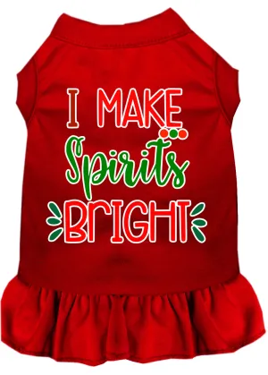 I Make Spirits Bright Screen Print Dog Dress Red Lg