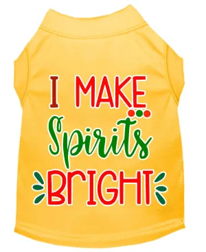 I Make Spirits Bright Screen Print Dog Shirt Yellow Xxl