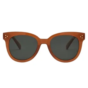 I-Sea Cleo Rounded Cat Eye Polarised Sunglasses - Maple/Green Polarized Lens