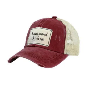 I Was Normal 3 Cats Ago - Vintage Distressed Trucker Adult Hat