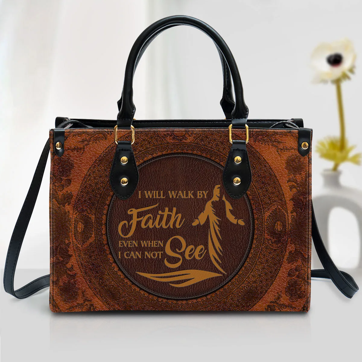 I Will Walk By Faith Even When I Can Not See Leather Handbag - Religious Gifts For Women - Women Pu Leather Bag