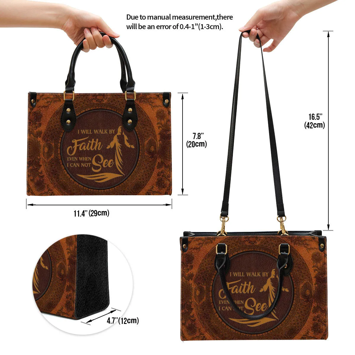 I Will Walk By Faith Even When I Can Not See Leather Handbag - Religious Gifts For Women - Women Pu Leather Bag