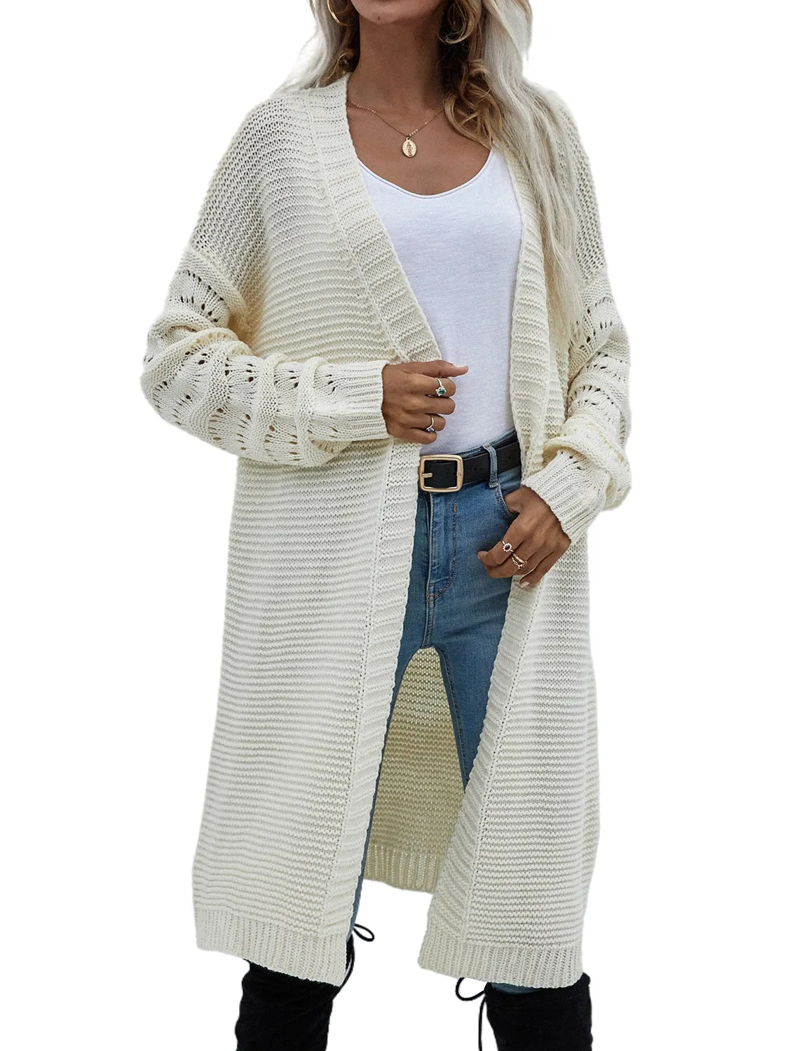 iB-iP Women's Oversize Cardigan Sweater Loose Casual Long Sleeve Solid Color Top